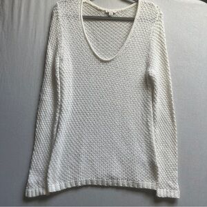 Gap Knit Open Stitch V-Neck Cotton Sweater M
